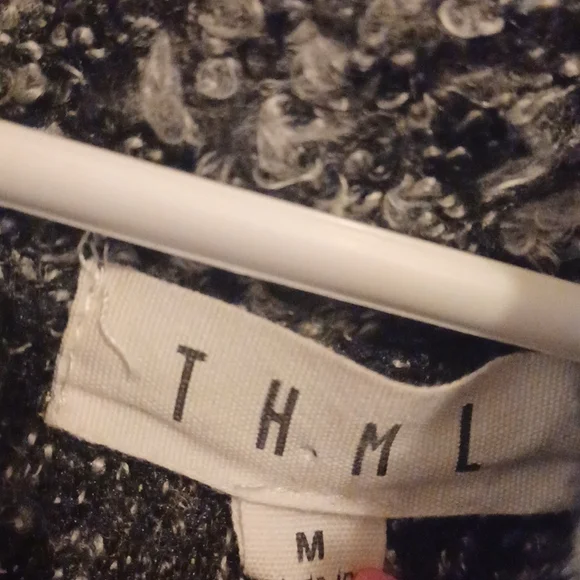 THML Gray Black Cowl Neck Drawstring Wool Blend Sweater - Picture 2 of 9